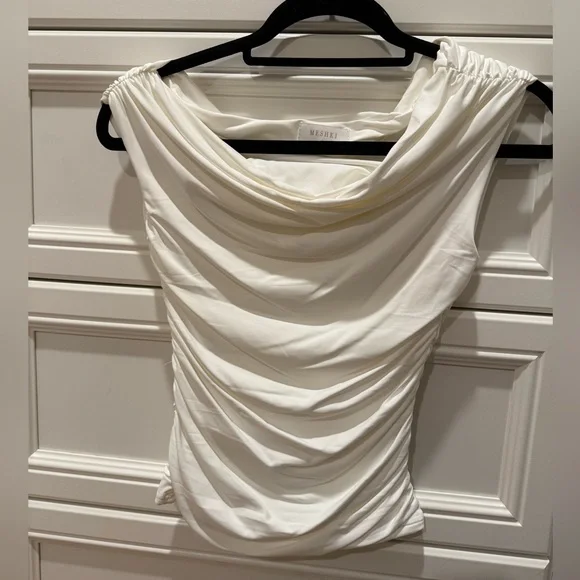 MESHKI White Ruched Top - Picture 2 of 6
